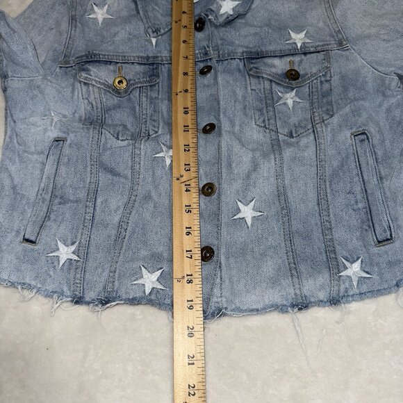 Women’s Pistola Denim Jean Jacket  Embroidered Stars Size Large - Picture 4 of 7